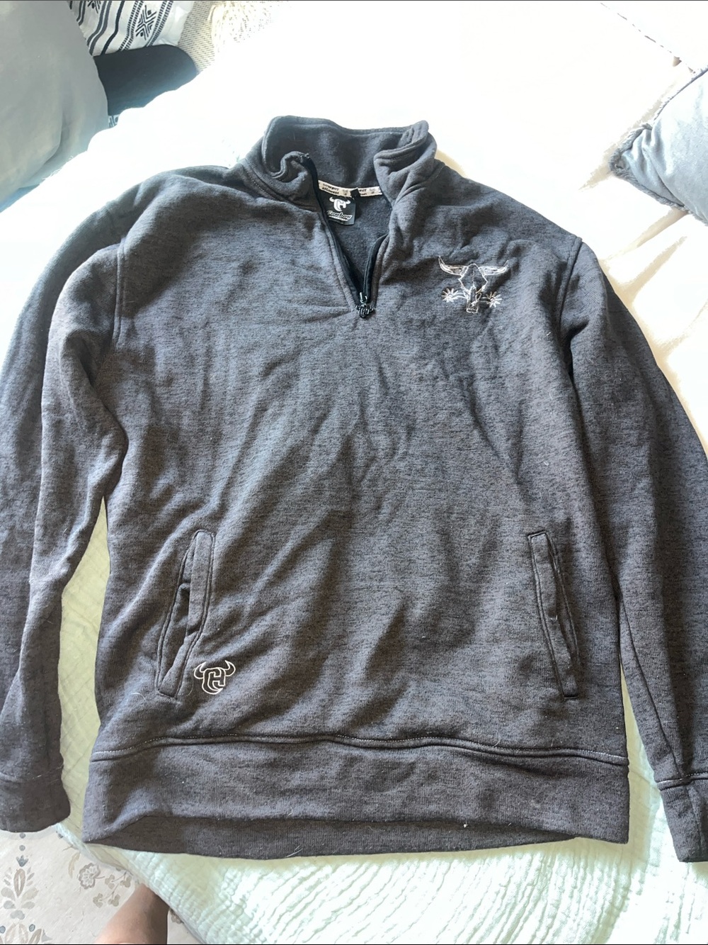 Cowboy Hardware Quarter-Zip Men's Sweater - Charcoal Gray